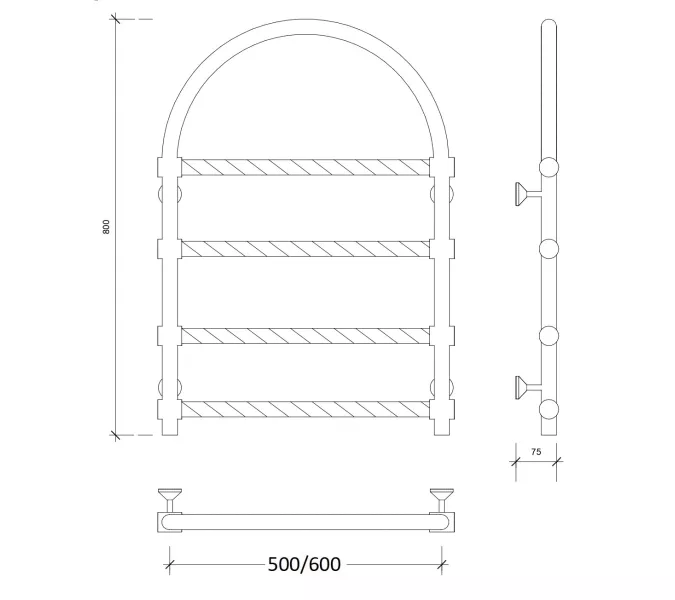 Полотенцесушитель латунный Secado Римини 2 Trenza  водяной, бронза, Выбрать размер: 50х80, изображение 4