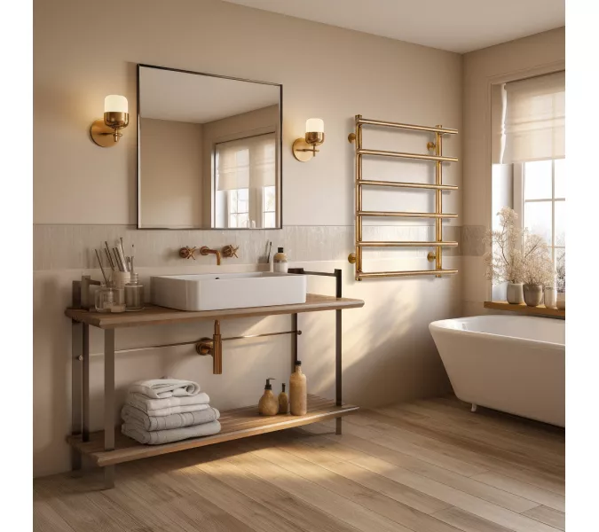 Полотенцесушитель латунный Secado Турин плюс водяной, бронза, Выбрать размер: 40х60, изображение 3