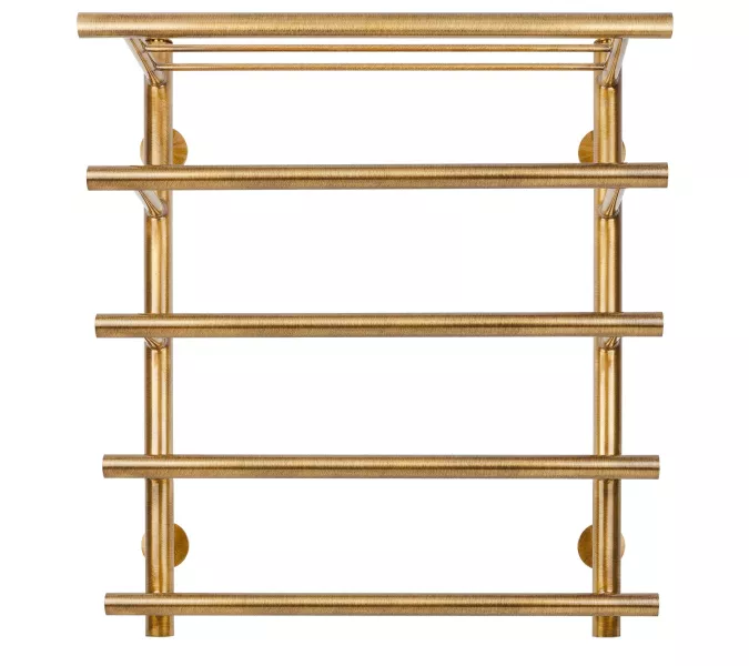 Полотенцесушитель латунный Secado Турин 6 с полочкой, водяной, бронза, Выбрать размер: 40х60