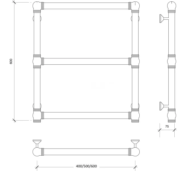 Полотенцесушитель латунный Secado Фалерони 1 водяной, бронза, Выбрать размер: 40х60, изображение 4