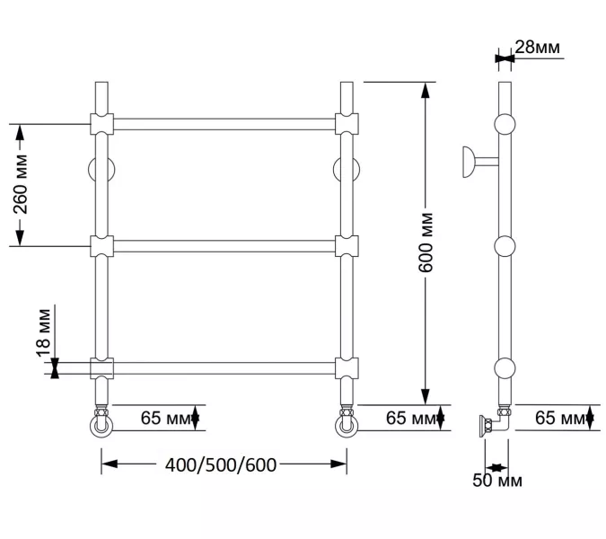 Полотенцесушитель латунный Secado Флоренция 2 водяной, бронза, Выбрать размер: 40х60, изображение 4