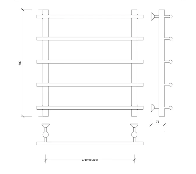 Полотенцесушитель латунный Secado Турин 1  водяной, бронза, Выбрать размер: 40х60, изображение 3