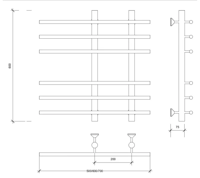 Полотенцесушитель латунный Secado Турин 3 водяной, бронза, Выбрать размер: 50х60, изображение 3