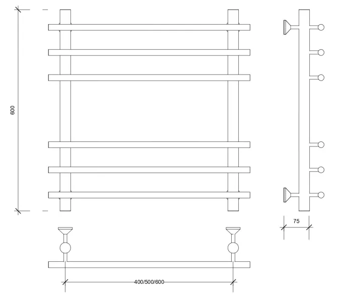 Полотенцесушитель латунный Secado Турин плюс водяной, бронза, Выбрать размер: 40х60, изображение 5