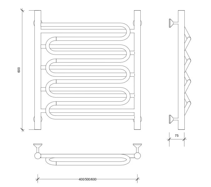 Полотенцесушитель Secado Валенсия 3 электрический L/R  хром, Выбрать размер: 40х60, Ориентация: левая, изображение 6