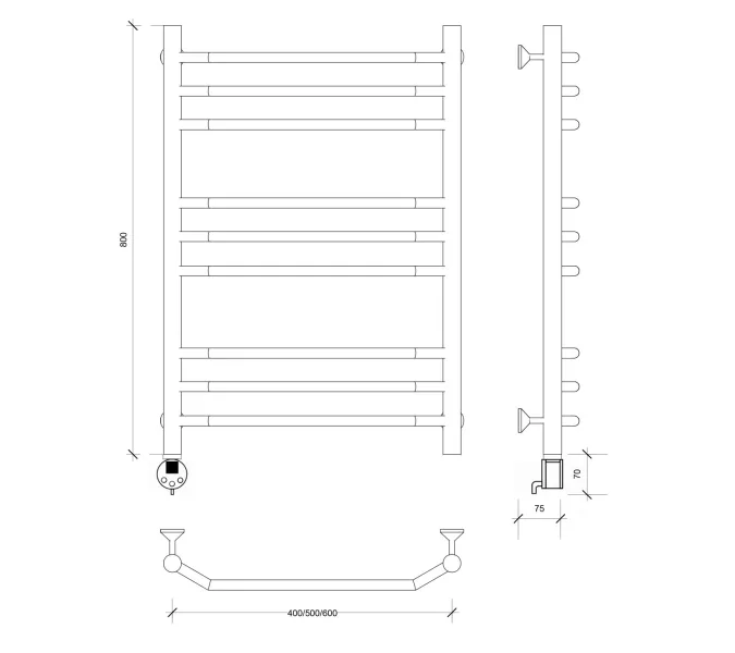 Полотенцесушитель Secado Агата 3  электрический L/R хром, Выбрать размер: 40х60, Ориентация: левая, изображение 4