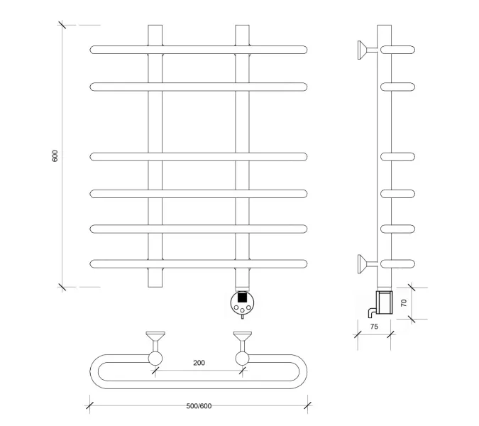 Полотенцесушитель Secado Венеция 5  электрический L/R хром, Выбрать размер: 50х60, Ориентация: левая, изображение 4