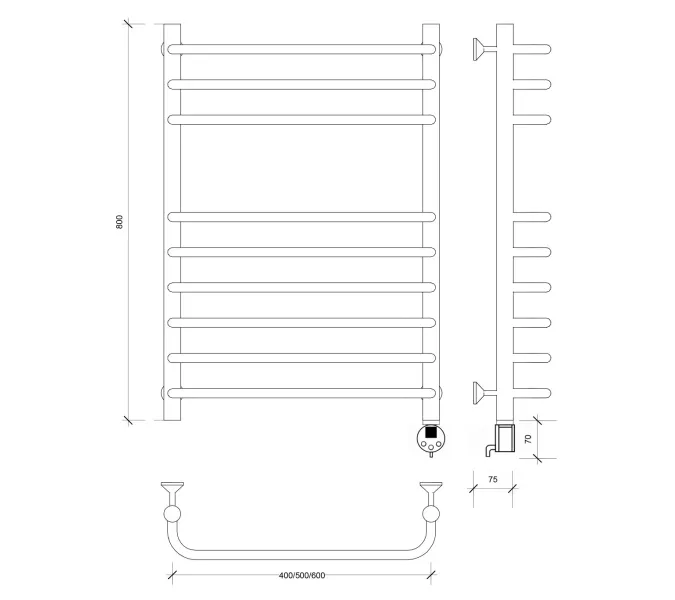 Полотенцесушитель Secado Мерида 5  электрический L/R  хром, Выбрать размер: 40х60, Ориентация: левая, изображение 5