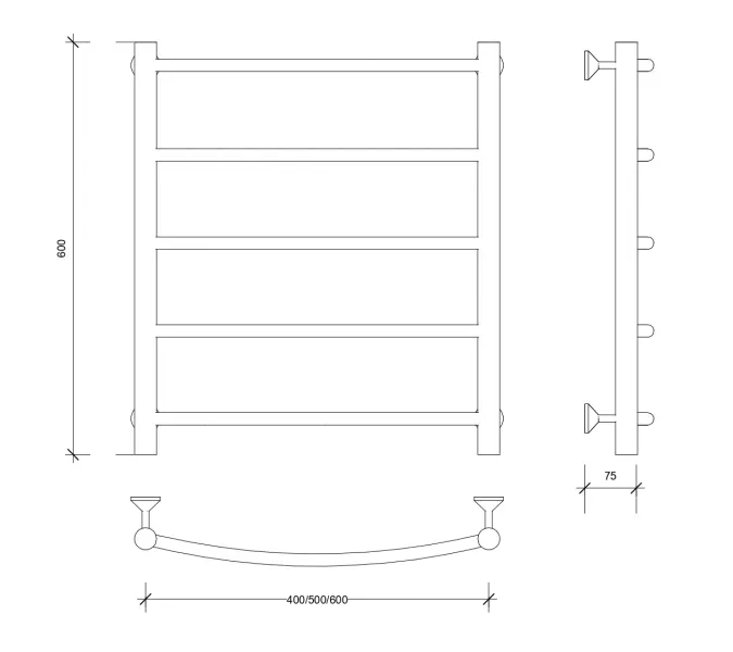 Полотенцесушитель Secado Милан 1 электрический L/R хром, Выбрать размер: 40х60, Ориентация: левая, изображение 5