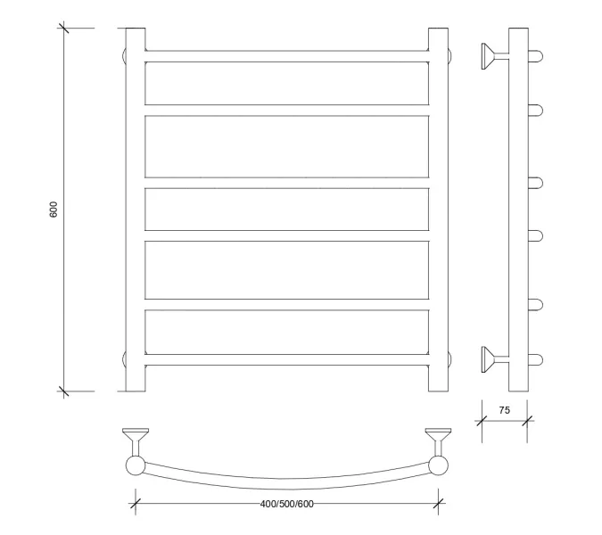 Полотенцесушитель Secado Милан 2 электрический L/R  хром, Выбрать размер: 40х60, Ориентация: левая, изображение 5