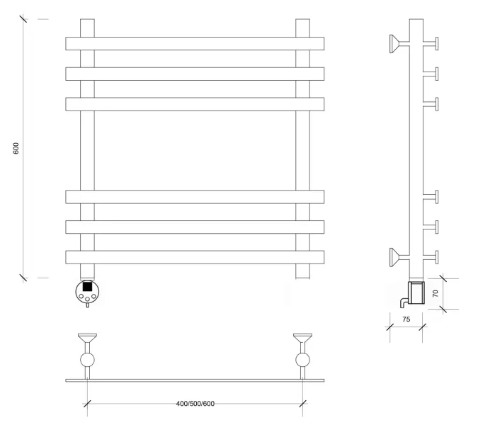 Полотенцесушитель Secado Понтида + , электрический L/R  хром, Выбрать размер: 50х60, Ориентация: левая, изображение 5