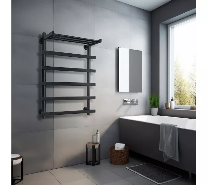 Полотенцесушитель Secado Понтида 1 СП с полочкой, электрический L/R  хром, Выбрать размер: 50х60, Ориентация: левая, изображение 3