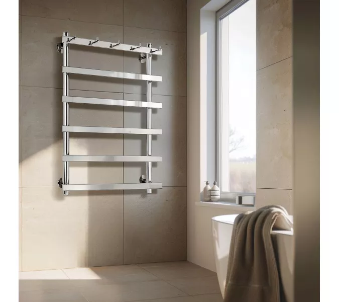 Полотенцесушитель Secado Понтида 1 К , с крючками, электрический L/R хром, Выбрать размер: 50х60, Ориентация: левая, изображение 2