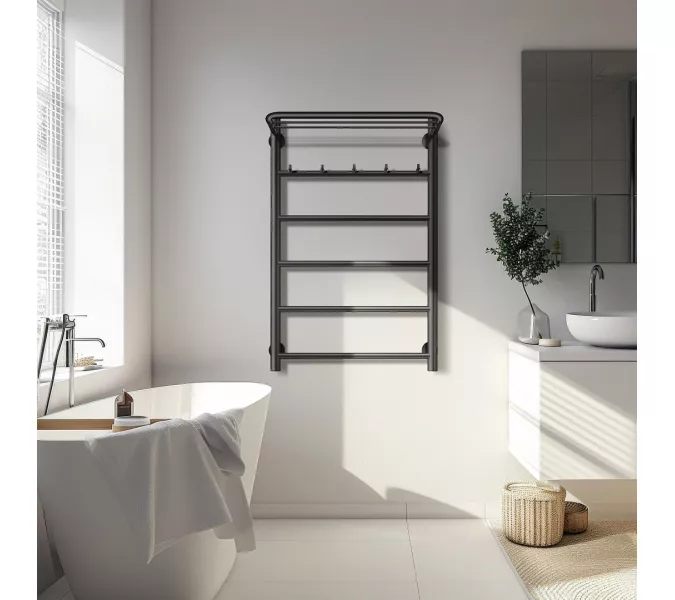 Полотенцесушитель Secado Триада 1 КСП , с крючками и полочкой , электрический L/R хром, Выбрать размер: 40х60, Ориентация: левая, изображение 3