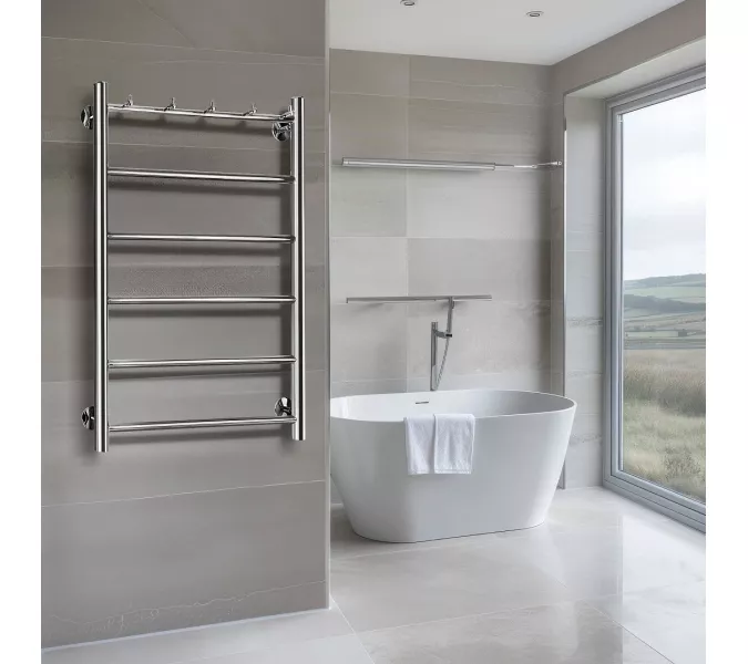 Полотенцесушитель Secado Триада 1 К , с крючками , электрический L/R хром, Выбрать размер: 40х60, Ориентация: левая, изображение 2