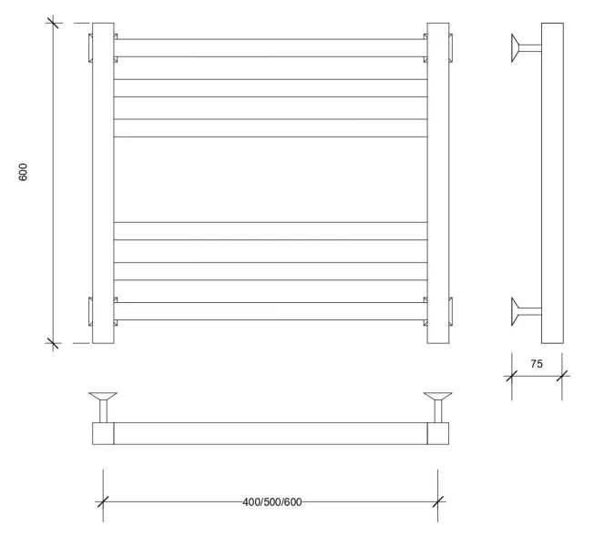 Полотенцесушитель Secado Корсико 3 электрический L/R хром, Выбрать размер: 40х60, Ориентация: левая, изображение 4