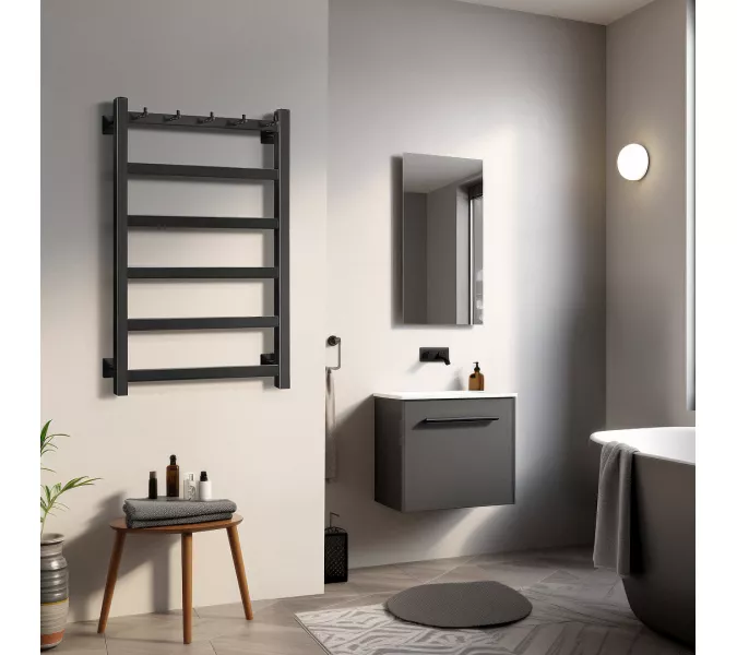 Полотенцесушитель Secado Корсико 1 К , с крючками, электрический L/R  черный матовый, Выбрать размер: 40х60, Ориентация: левая, изображение 2