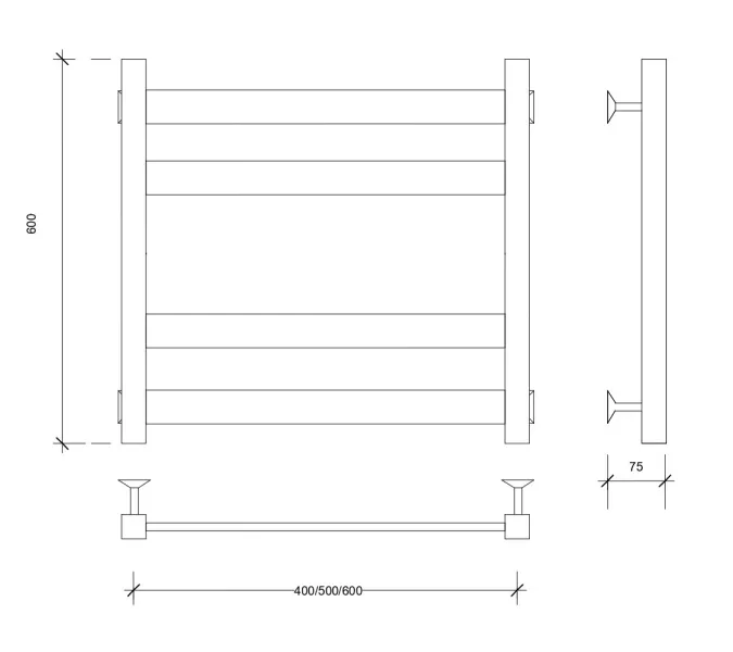 Полотенцесушитель Secado Комано 3  электрический L/R черный матовый, Выбрать размер: 40х60, Ориентация: левая, изображение 4