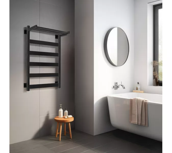 Полотенцесушитель Secado Комано 1 СП , с полочкой, электрический L/R черный матовый, Выбрать размер: 40х60, Ориентация: левая, изображение 2