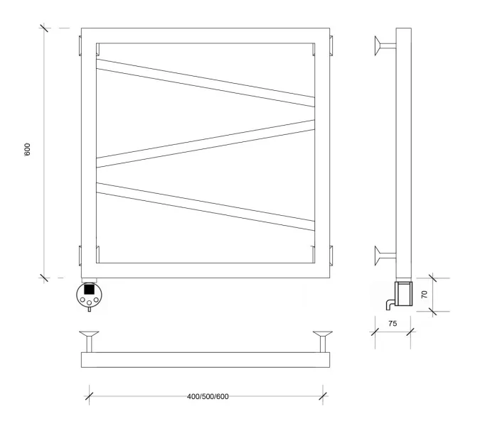 Полотенцесушитель Secado Мирано электрический L/R черный матовый, Выбрать размер: 40x60, Ориентация: левая, изображение 4