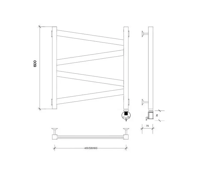 Полотенцесушитель Secado Мирано плюс  электрический L/R черный матовый, Выбрать размер: 40х60, Ориентация: левая, изображение 6