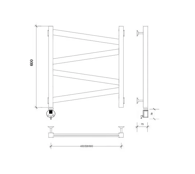 Полотенцесушитель Secado Мирано плюс  электрический L/R черный матовый, Выбрать размер: 40х60, Ориентация: левая, изображение 5