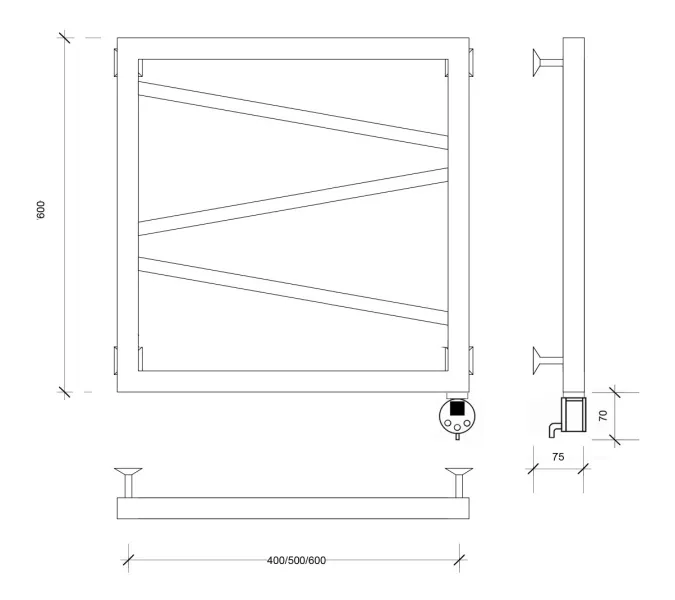 Полотенцесушитель Secado Мирано электрический L/R черный матовый, Выбрать размер: 40x60, Ориентация: левая, изображение 5