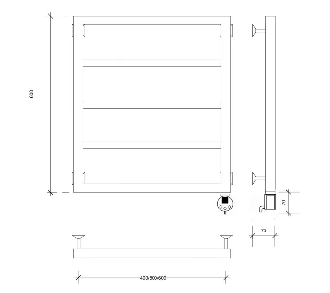 Полотенцесушитель Secado Парма 2  электрический L/R, Выбрать размер: 40х60, Ориентация: левая, изображение 6
