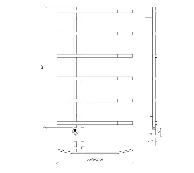 Полотенцесушитель Secado Милето электрический L/R, Выбрать размер: 50х80, Ориентация: левая, изображение 4