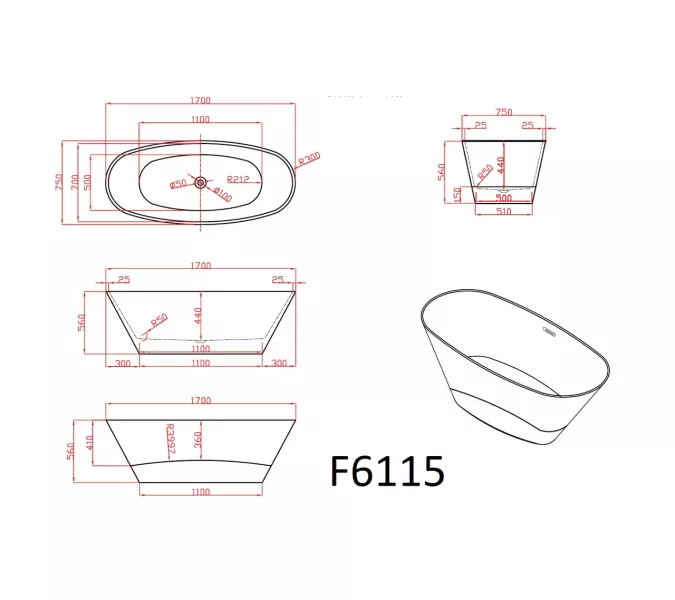 Ванна акриловая Frank F6115  170х75, изображение 9