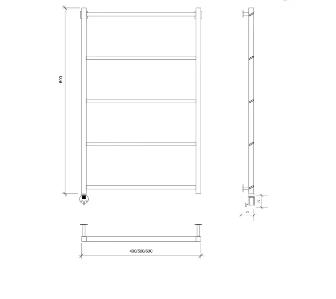 Полотенцесушитель Secado Корсико Grado электрический L/R черный матовый, Выбрать размер: 40х60, Ориентация: левая, изображение 4