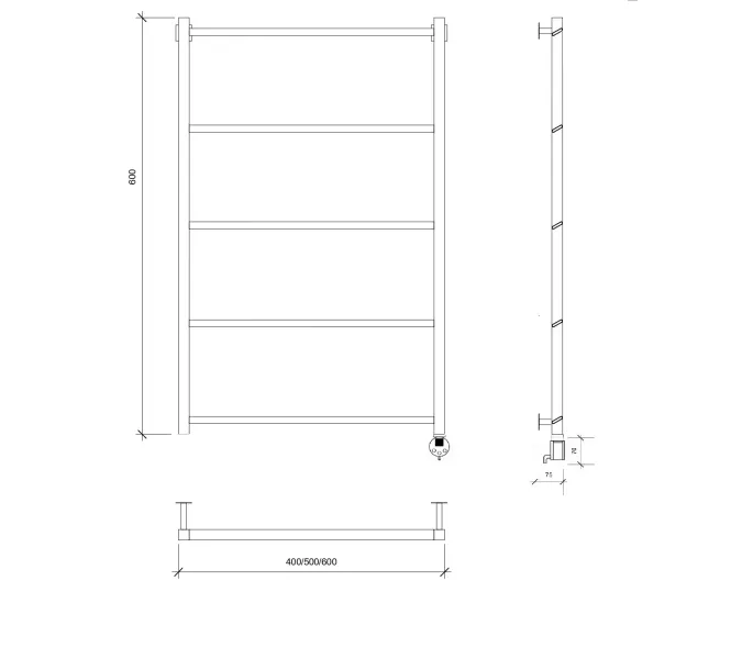 Полотенцесушитель Secado Корсико Grado электрический L/R черный матовый, Выбрать размер: 40х60, Ориентация: левая, изображение 5