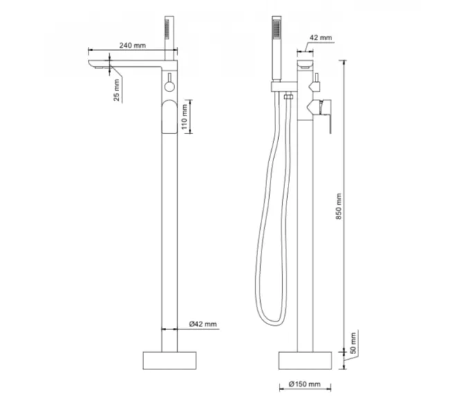 Напольный смеситель Frank F2066Black, Выбрать цвет: Черный матовый, изображение 10