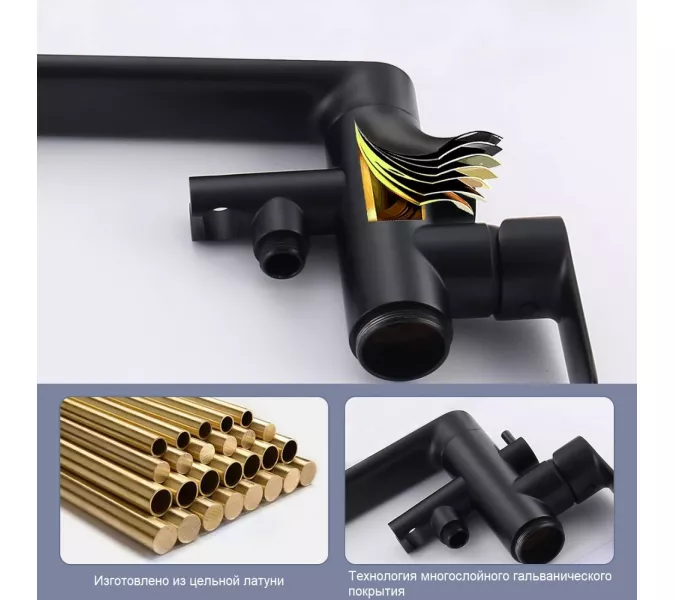 Напольный смеситель Frank F2066Black, Выбрать цвет: Черный матовый, изображение 7