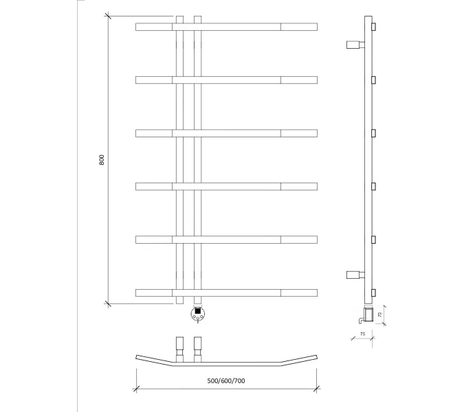 Полотенцесушитель Secado Милето электрический L/R, Выбрать размер: 50х80, Ориентация: левая, изображение 5