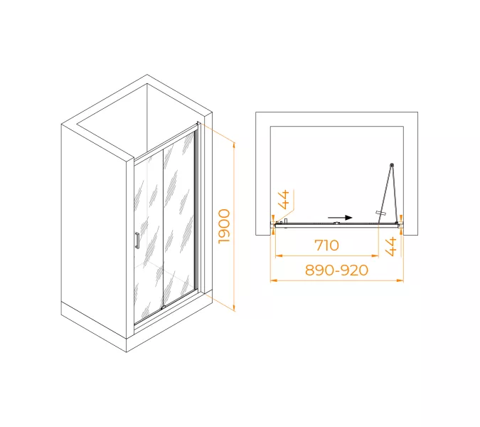 Душевая дверь RGW PA-21B, Цвет профиля (вариация): Черный, Выбрать размер: 90, изображение 8