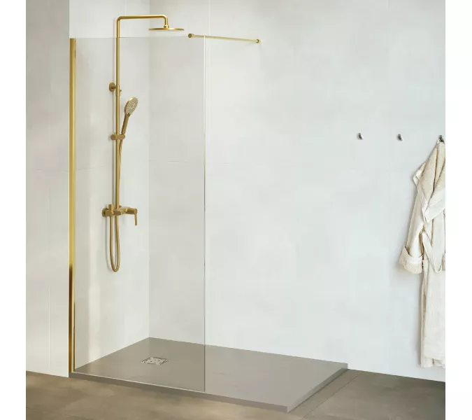 Душевая перегородка RGW WA-002G, Цвет стекла: прозрачное, Цвет профиля (вариация): Золото, Выбрать размер: 100