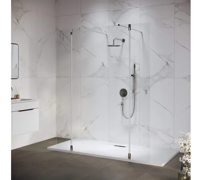 Душевая перегородка RGW WA-052 (WA-016+2Z-071), Цвет стекла: прозрачное, Цвет профиля (вариация): Хром, Выбрать размер: 140