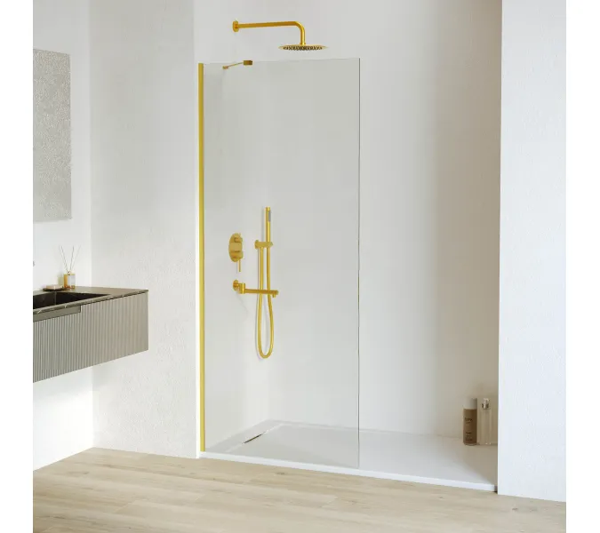 Душевая перегородка RGW WA-110Gb, Цвет стекла: прозрачное, Цвет профиля (вариация): Золото, Выбрать размер: 100