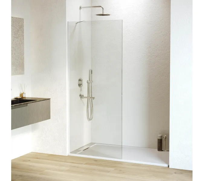 Душевая перегородка RGW WA-110W, Цвет стекла: прозрачное, Цвет профиля (вариация): Белый, Выбрать размер: 80