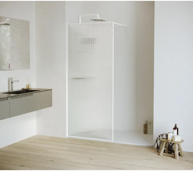 Душевая перегородка RGW WA-08W ребристое стекло, Цвет стекла: ребристое, Цвет профиля (вариация): Белый, Выбрать размер: 120