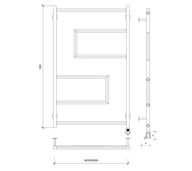 Полотенцесушитель Secado Рабби  электрический L/R черный матовый, Выбрать размер: 40х80, Ориентация: левая, изображение 6