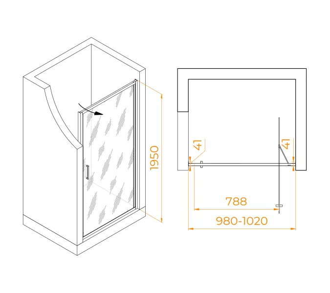 Душевая дверь RGW SV-05-Gr Серый/Прозрачное, Цвет стекла: прозрачное, Цвет профиля (вариация): Серый, Выбрать размер: 100, изображение 2