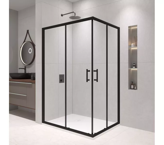 Душевой уголок RGW PA-146B, Цвет стекла: прозрачное, Цвет профиля (вариация): Черный, Выбрать размер: 80x100