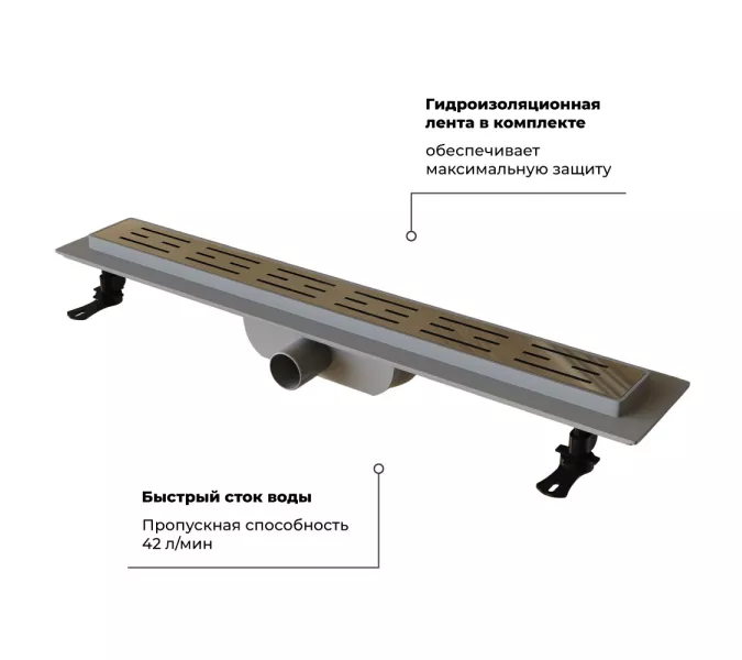 Душевой лоток RGW Drain Leo-10 хром, Выбрать размер: 60, изображение 6