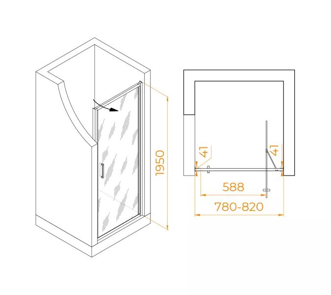 Душевая дверь RGW SV-05-B Чёрный/Black Smart Line, Цвет стекла: матовое, Цвет профиля (вариация): Черный, Выбрать размер: 80, изображение 2