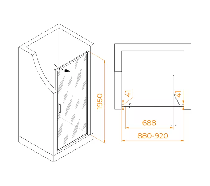 Душевая дверь  RGW SV-05 Хром/Matt Smart Line, Цвет стекла: матовое, Цвет профиля (вариация): Хром, Выбрать размер: 90, изображение 2