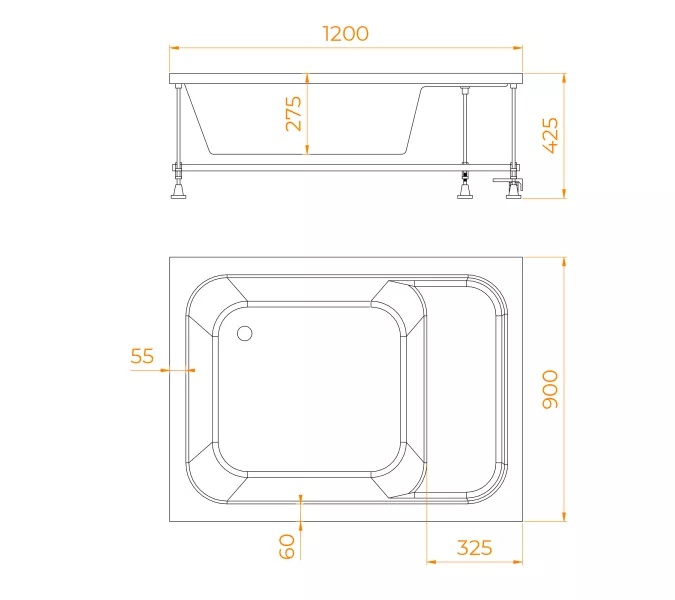 Душевой поддон прямоугольный RGW BC/L (с сиденьем), Выбрать размер: 90х120, изображение 6