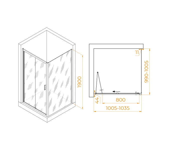 Душевой уголок RGW PA-132 (PA-21+Z-050-5), Цвет стекла: прозрачное, Цвет профиля (вариация): Хром, Выбрать размер: 100x100, изображение 2