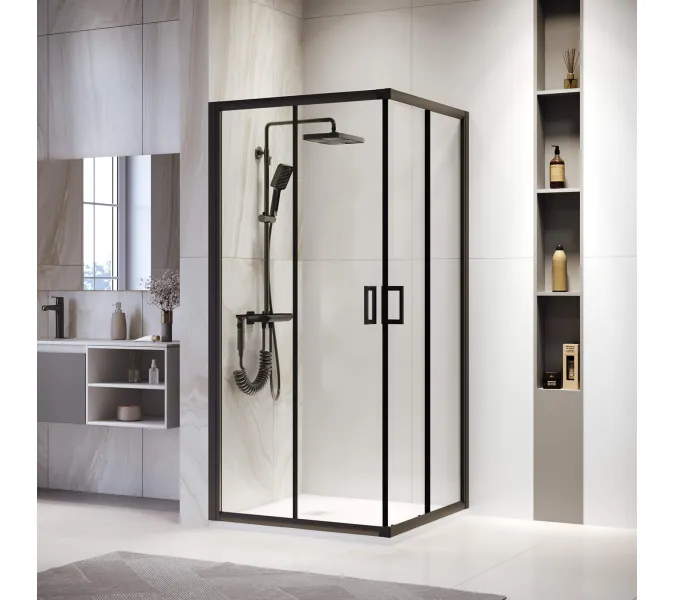 Душевой уголок RGW PA-39B, Цвет профиля (вариация): Черный, Выбрать размер: 80x80